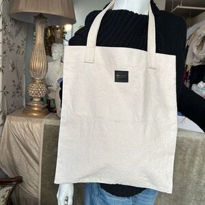Cool Canvas cotton Shopping Bag Sack New Rich Honey leather label logo Cream